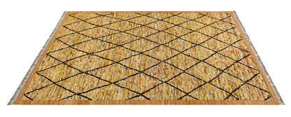 Modern design yellow Berber style carpet, handmade 308x210cm