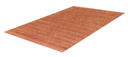 Modern design orange Berber style carpet, handmade 292x199cm