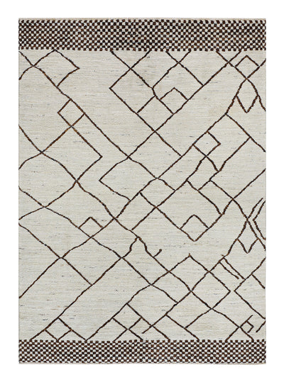 Tappeto design moderno bianco stile berbero, fatto a mano 242x175cm - CarpetLiving