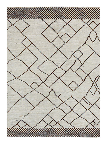 Modern design white Berber style carpet, handmade 242x175cm