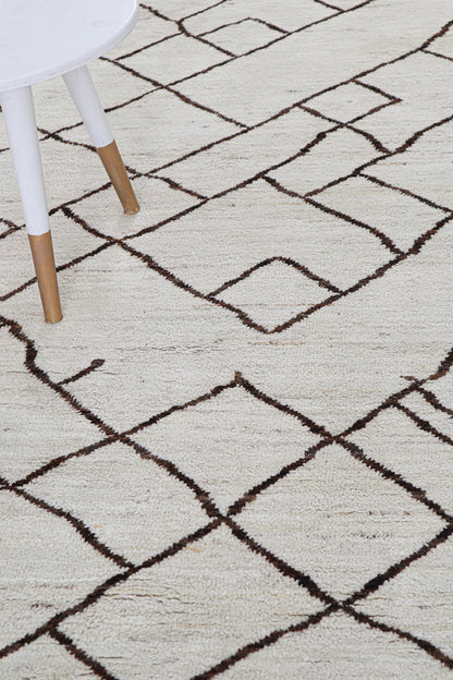 Modern design white Berber style carpet, handmade 242x175cm