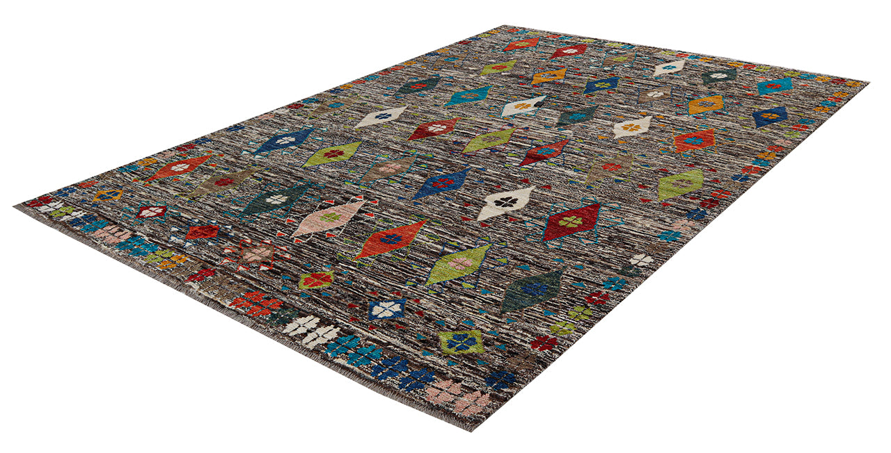 Taimany - Multicolor Tribal Wool Rug - Hand-Knotted 192x143cm