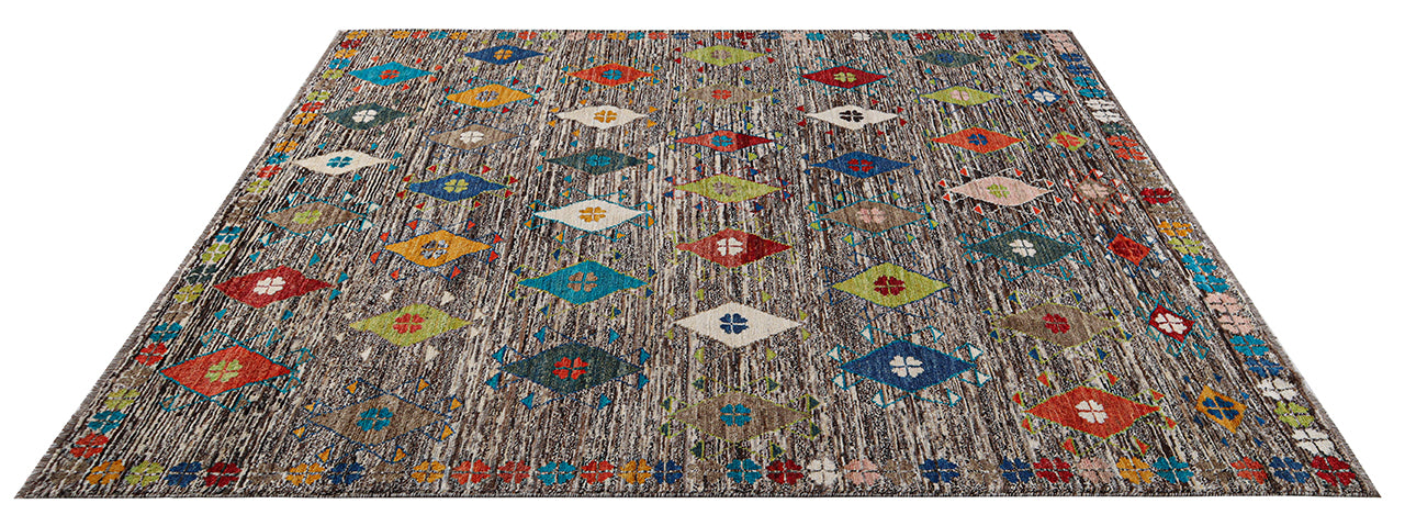 Taimany - Multicolor Tribal Wool Rug - Hand-Knotted 192x143cm
