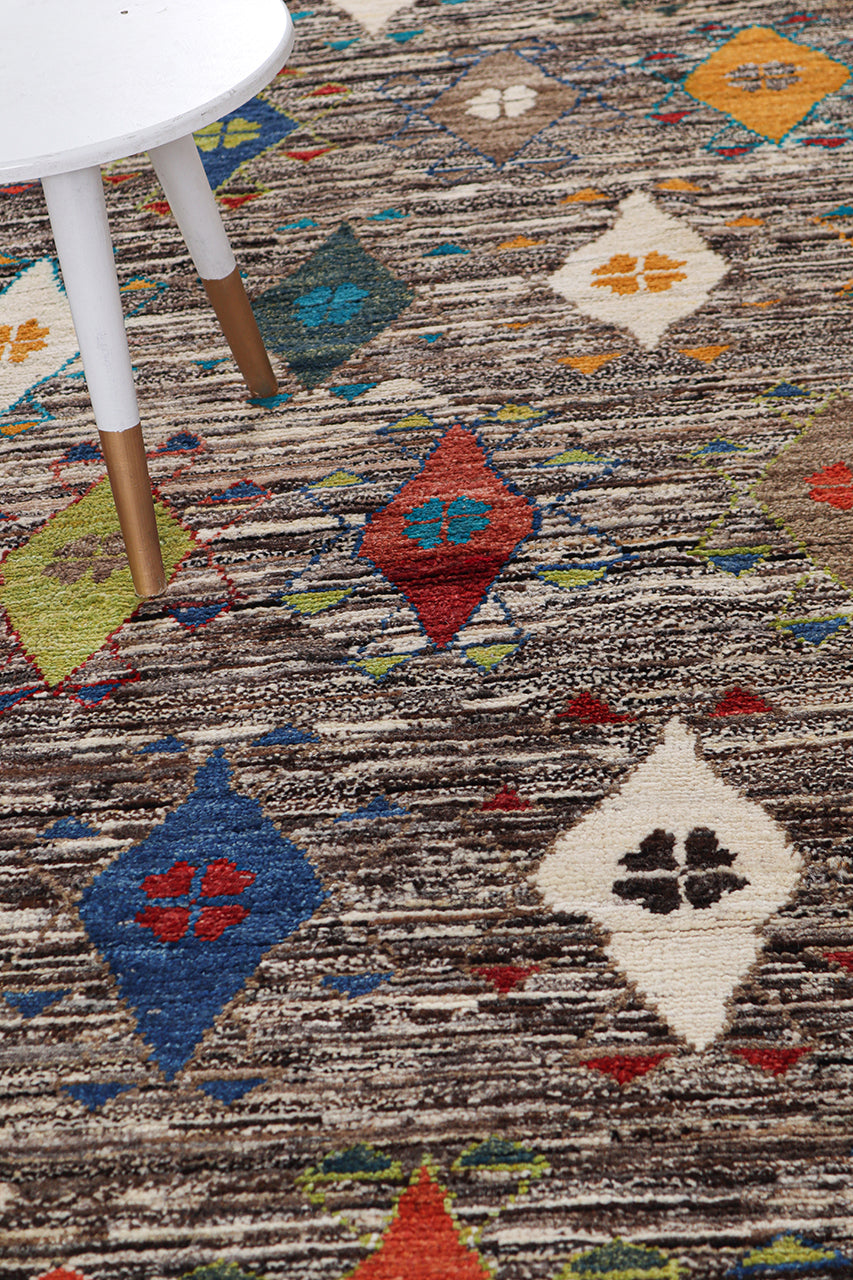 Taimany - Multicolor Tribal Wool Rug - Hand-Knotted 192x143cm