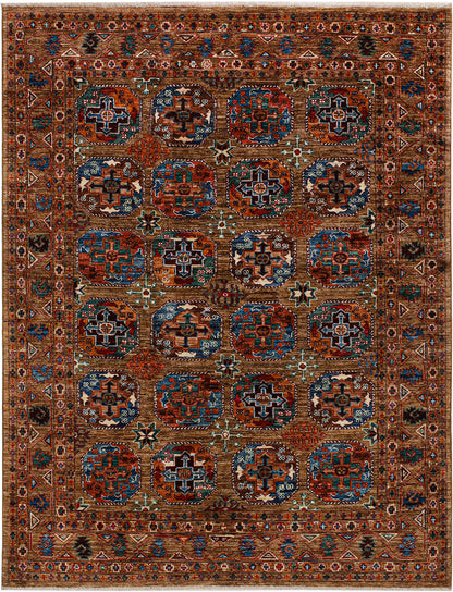 Afghan wool carpet brown, handmade 199x153cm