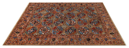 Afghan wool carpet brown, handmade 199x153cm