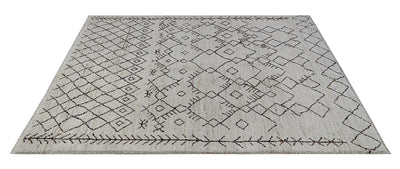 Tappeto design moderno bianco stile berbero, fatto a mano 201x147cm - CarpetLiving