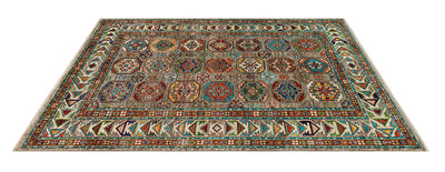 Tappeto Afghan grigio in lana, fatto a mano 183x120cm