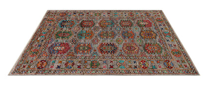 Tappeto Afghan grigio in lana, fatto a mano 195x123cm