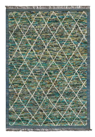 Tappeto berbero pelo lungo verde, fatto a mano 254x170cm - CarpetLiving