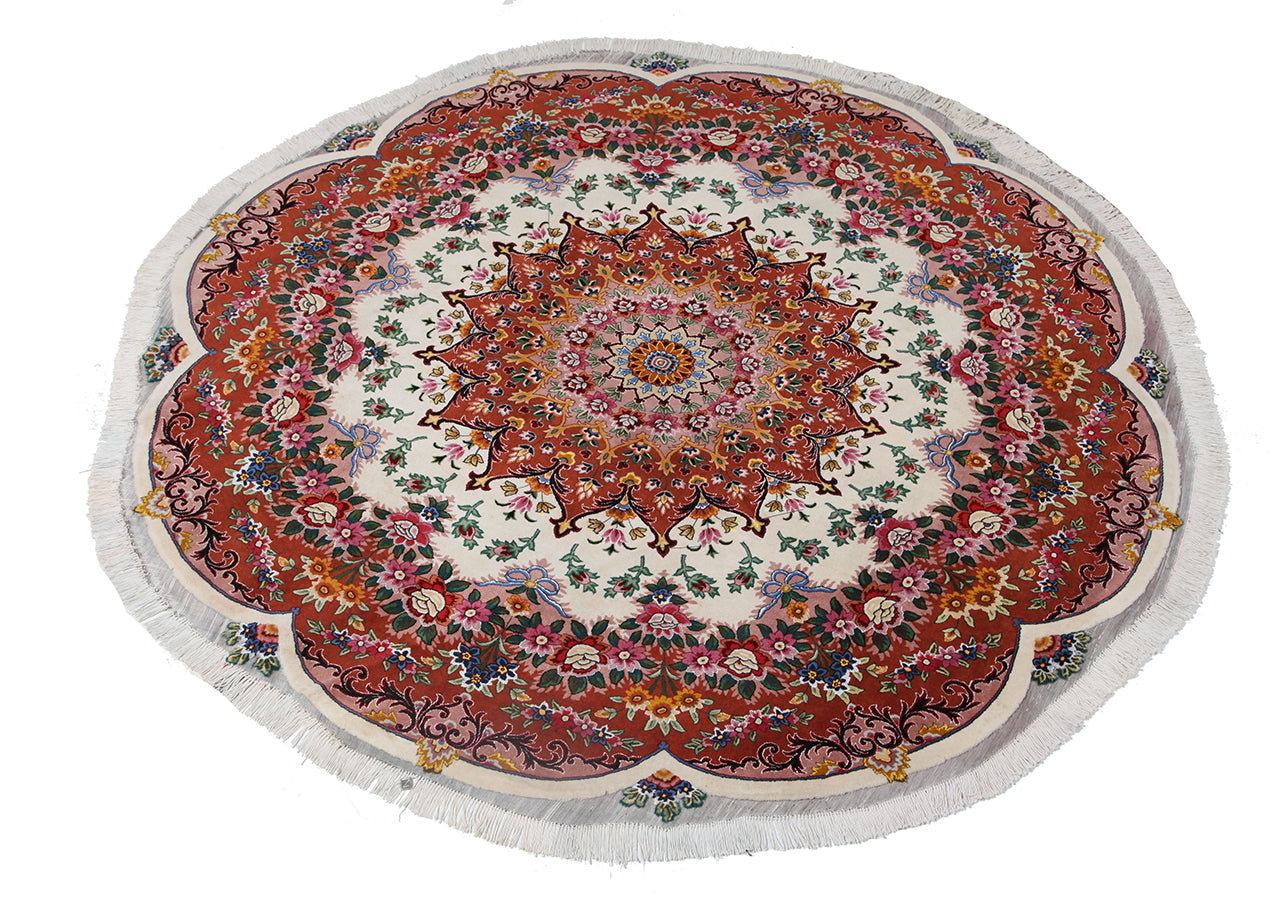 Persian Tabriz Round Rug Multicolour