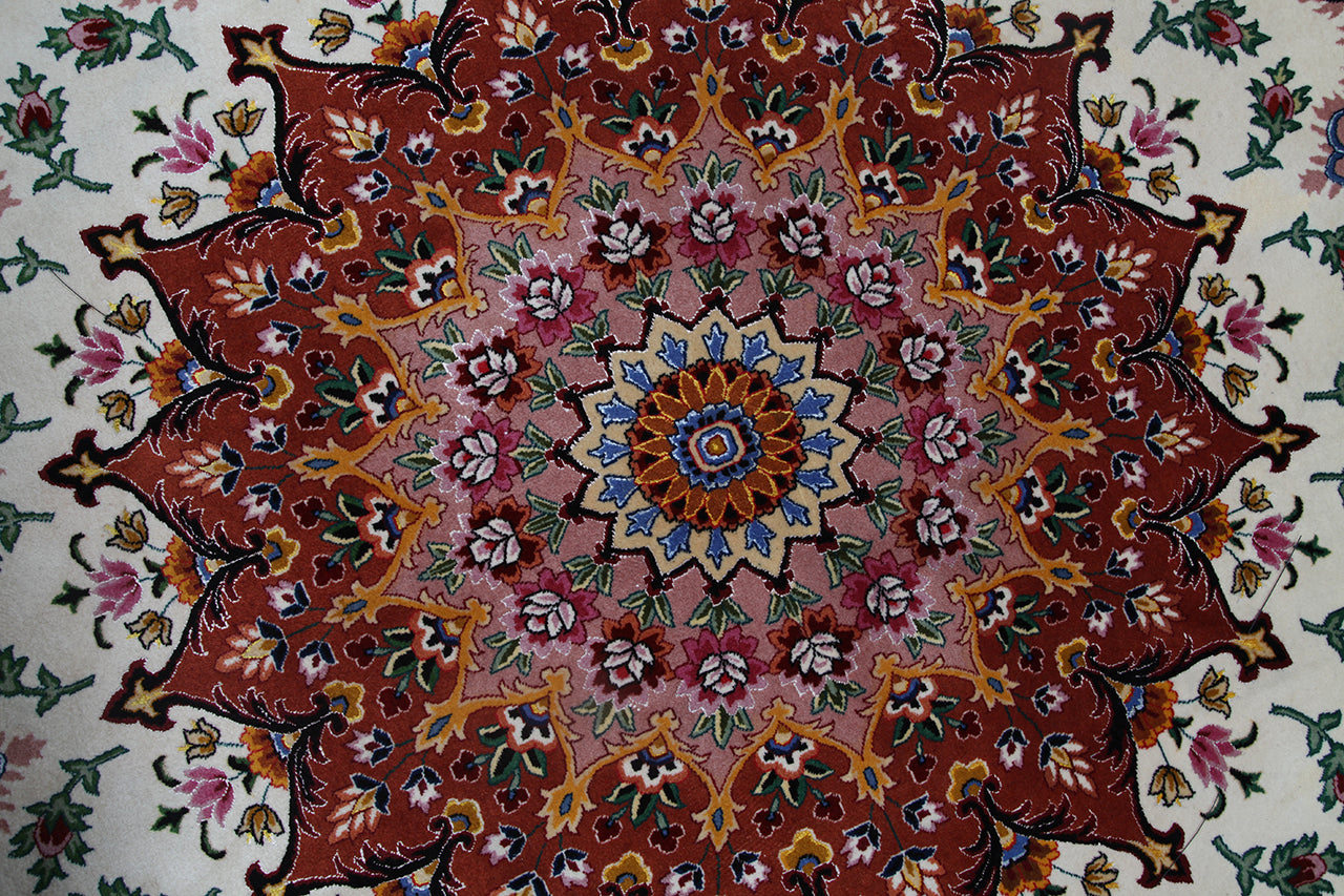 Persian Tabriz Round Rug Multicolour