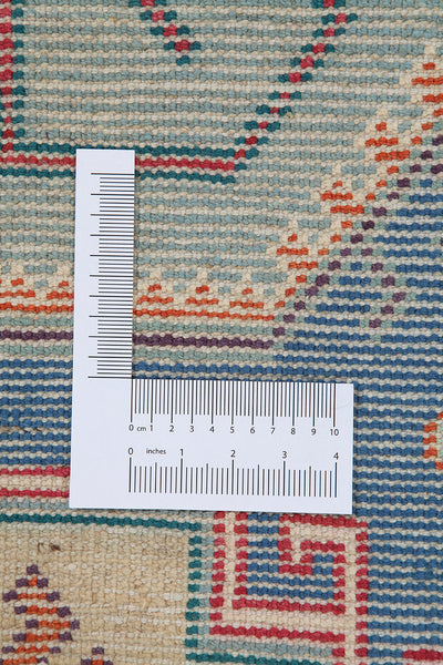 Tappeto Passatoia Kazak Classico, Blu, fatto a mano, 307x82cm - CarpetLiving