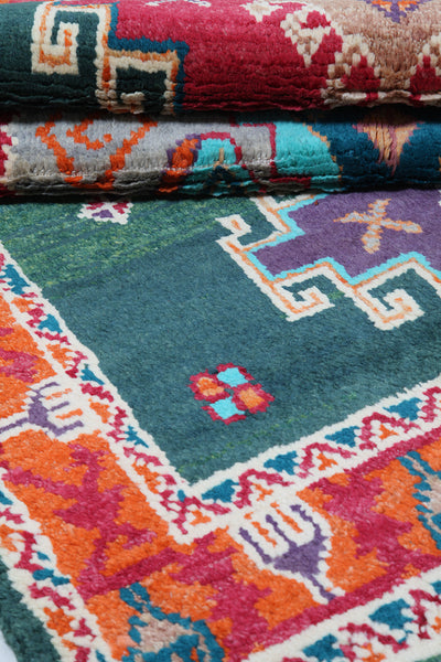 Tappeto Kazak Classico, Verde e Arancione, fatto a mano, 184x123cm - CarpetLiving