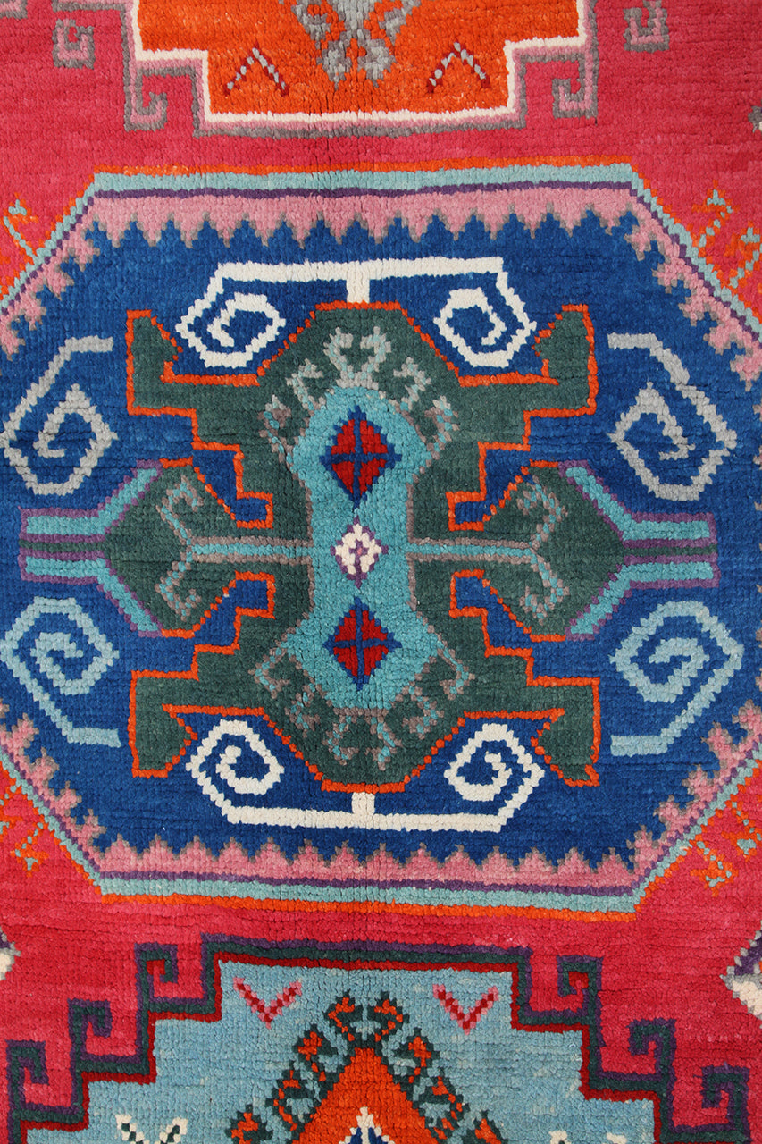Classic Kazak carpet, Orange, handmade, 192x129cm