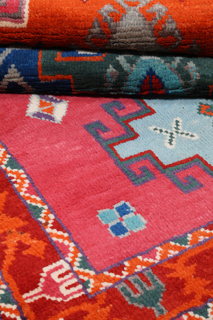 Classic Kazak carpet, Orange, handmade, 192x129cm