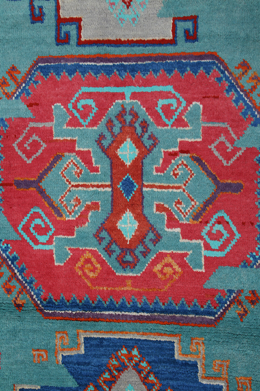 Classic Kazak carpet, Blue, handmade, 194x123cm