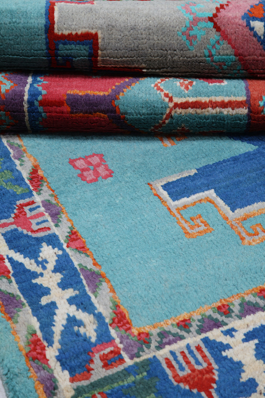 Classic Kazak carpet, Blue, handmade, 194x123cm