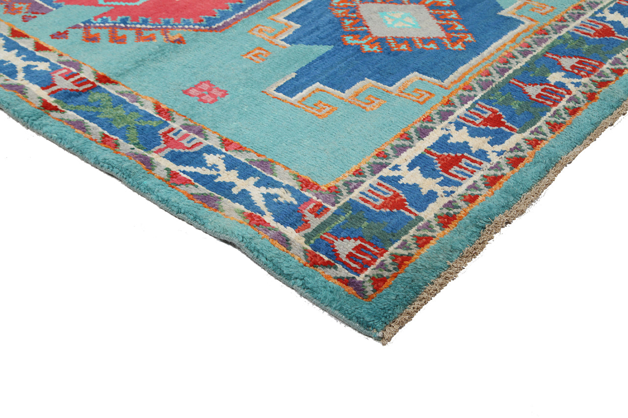 Classic Kazak carpet, Blue, handmade, 194x123cm