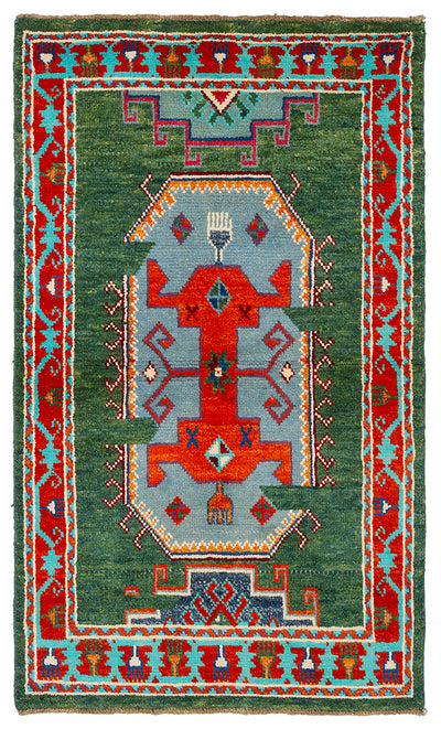 Tappeto Kazak Classico, Verde, fatto a mano, 157x95cm - CarpetLiving