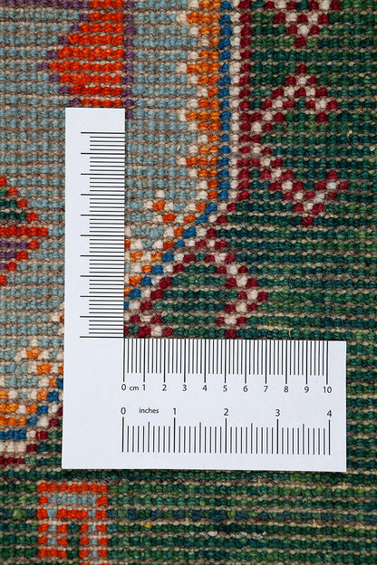 Classic Kazak carpet, Green, handmade, 157x95cm