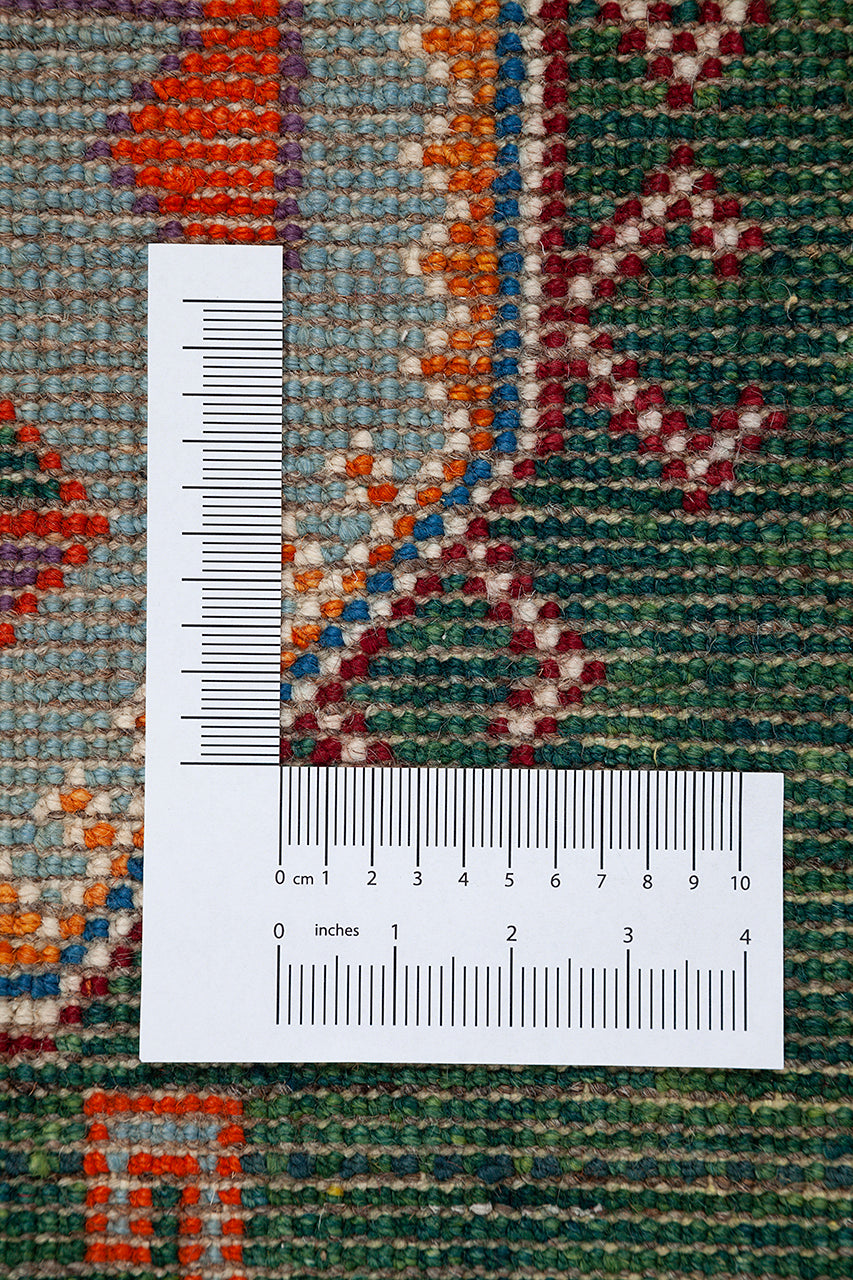 Classic Kazak carpet, Green, handmade, 157x95cm