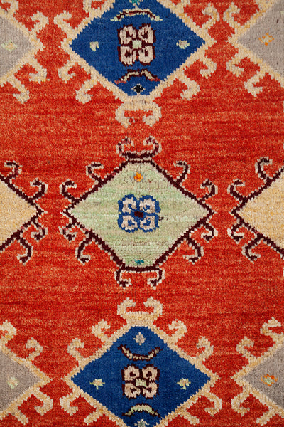Classic Kazak carpet, Orange, handmade, 151x96cm