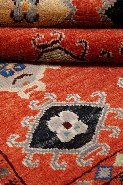 Classic Kazak carpet, Orange, handmade, 151x96cm