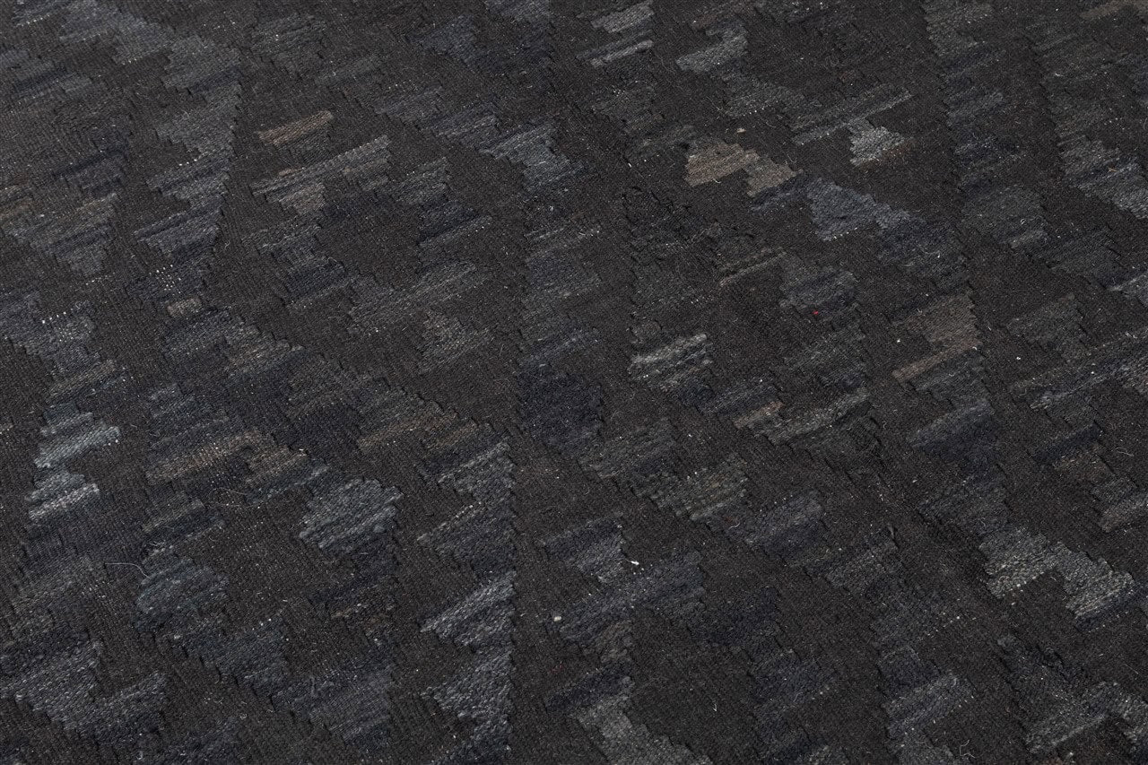 Tappeto Kilim Afghan Nero Naturale, Fatto a mano, 201x153cm