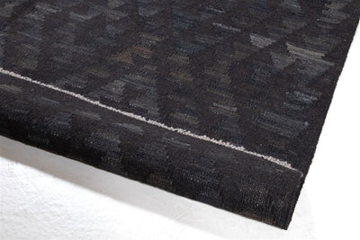 Tappeto Kilim Afghan Nero Naturale, Fatto a mano, 201x153cm - CarpetLiving