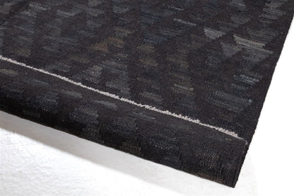 Tappeto Kilim Afghan Nero Naturale, Fatto a mano, 201x153cm