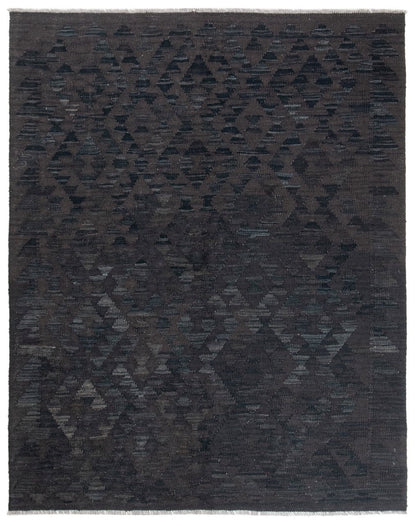 Tappeto Kilim Afghan Nero Naturale, Fatto a mano, 204x161cm