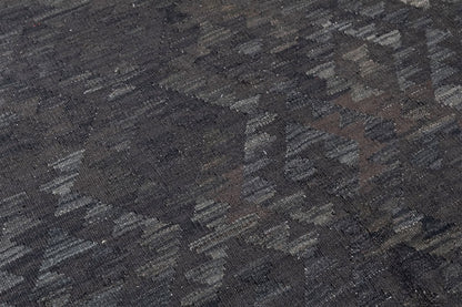 Tappeto Kilim Afghan Nero Naturale, Fatto a mano, 204x161cm