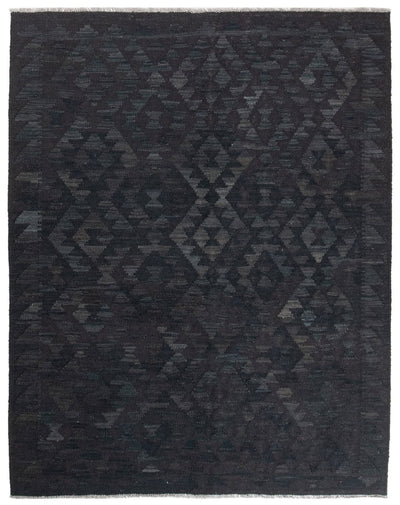 Handmade Natural Black Afghan Kilim Rug, 302x158cm