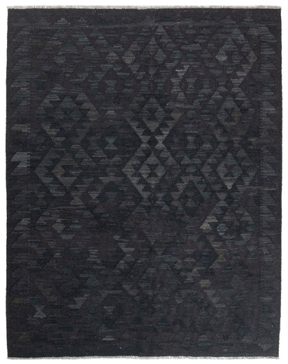Tappeto Kilim Afghan Nero Naturale, Fatto a mano, 302x158cm