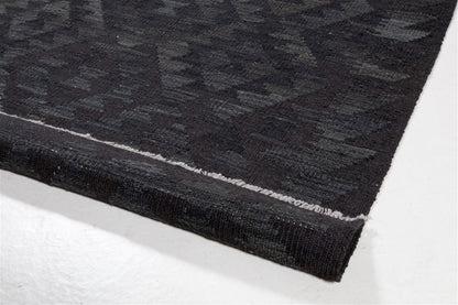 Tappeto Kilim Afghan Nero Naturale, Fatto a mano, 302x158cm