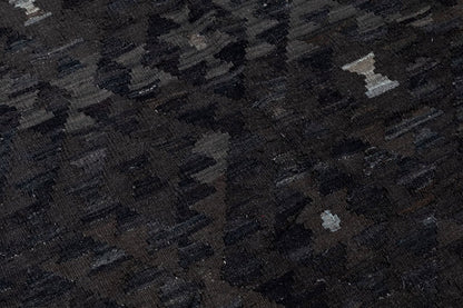 Tappeto Kilim Afghan Nero Naturale, Fatto a mano, 197x163cm