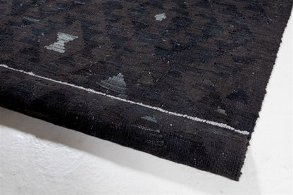 Tappeto Kilim Afghan Nero Naturale, Fatto a mano, 197x163cm