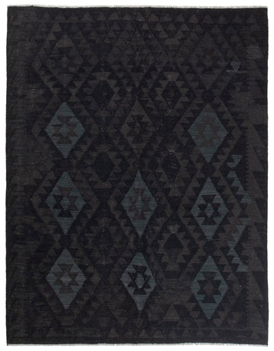 Handmade Natural Black Afghan Kilim Rug, 198x152cm