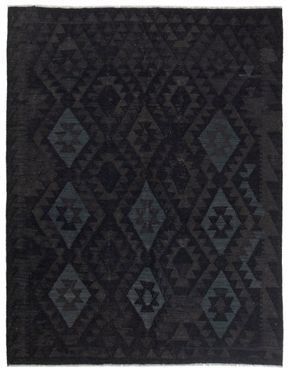 Tappeto Kilim Afghan Nero Naturale, Fatto a mano, 198x152cm