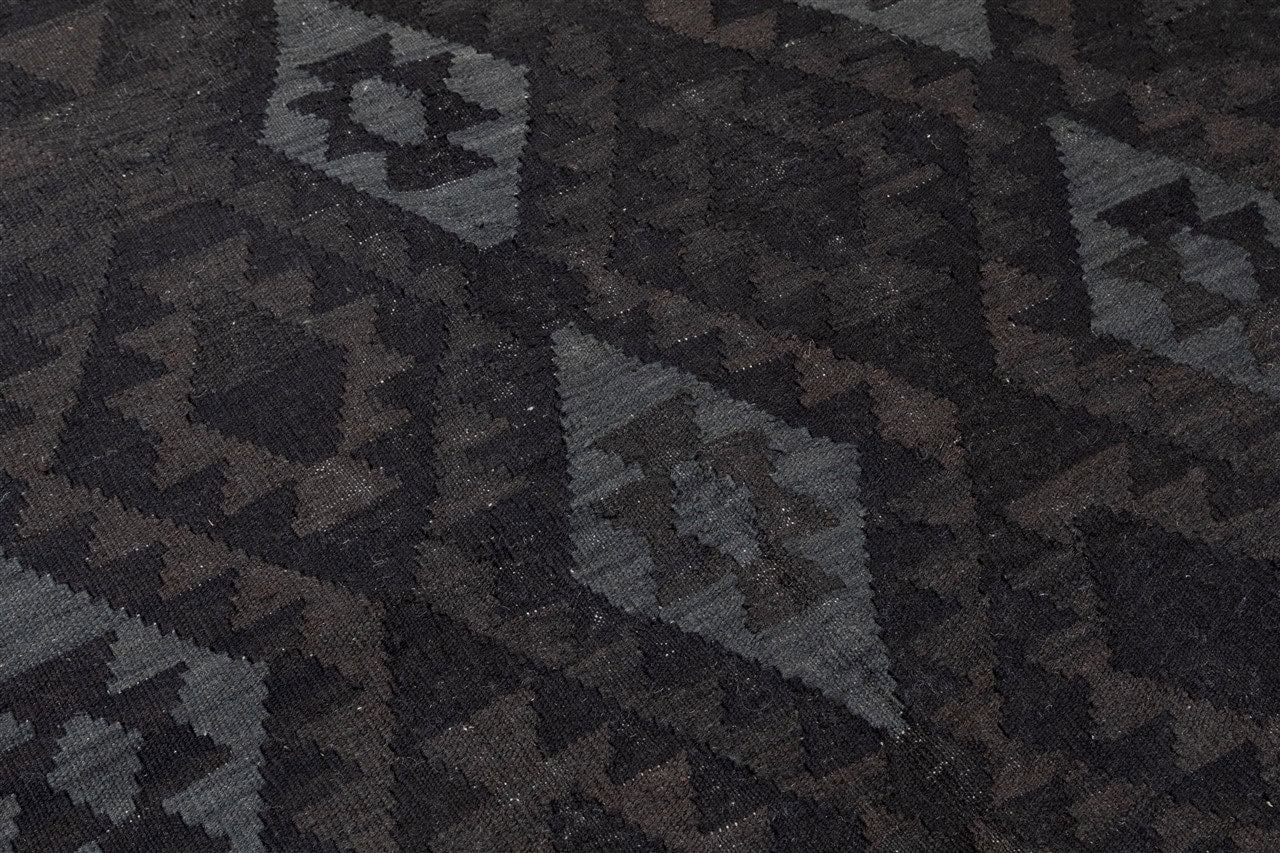 Tappeto Kilim Afghan Nero Naturale, Fatto a mano, 198x152cm