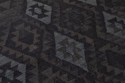 Handmade Natural Black Afghan Kilim Rug, 198x152cm