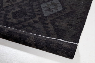 Handmade Natural Black Afghan Kilim Rug, 198x152cm