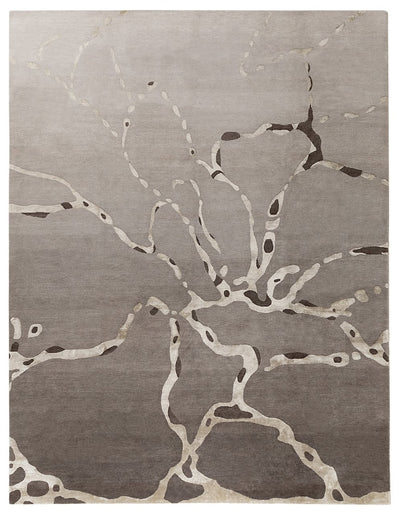 Tappeto design moderno marrone in seta/lana, fatto a mano - CarpetLiving