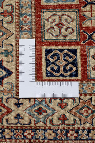 Tappeto Afghan Kazak premium in lana, fatto a mano 367x123cm