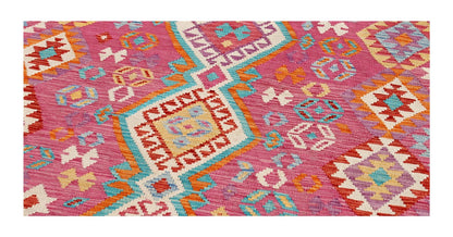 Tappeto Kilim Kaudani Afghan fatto a mano multicolore 302x212cm
