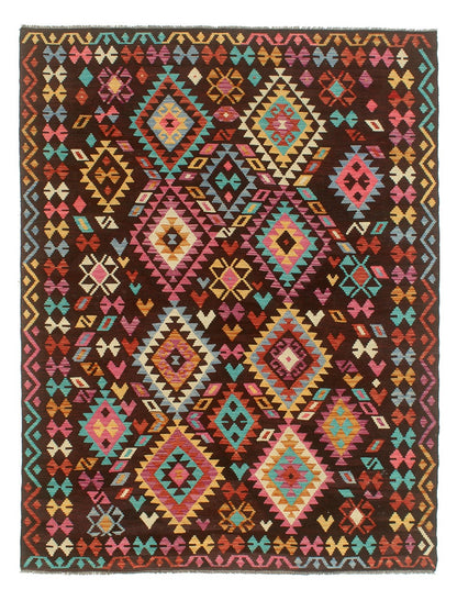 Tappeto Kilim Kaudani Afghan fatto a mano multicolore 291x205cm