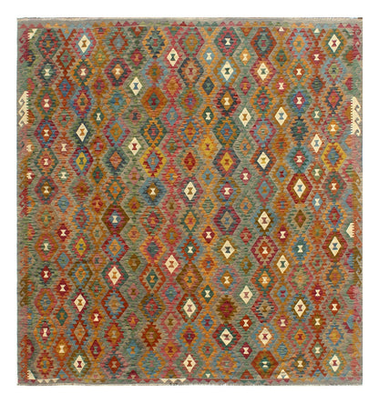 Tappeto Kilim Kaudani Afghan fatto a mano multicolore 305x303cm