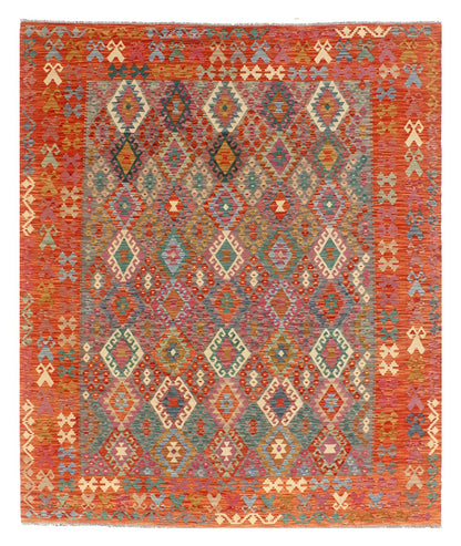 Tappeto Kilim Kaudani Afghan fatto a mano multicolore 305x255cm