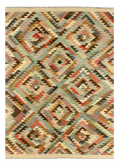 Tappeto Kilim Kaudani Afghan fatto a mano multicolore 300x200cm